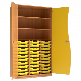 Wellentürenschrank, 190 cm hoch, 105x50 cm (B/T), Tür rechts gelb, Wellentürenschrank, 190 cm hoch, 105x50 cm (B/T), Tür rechts gelb,